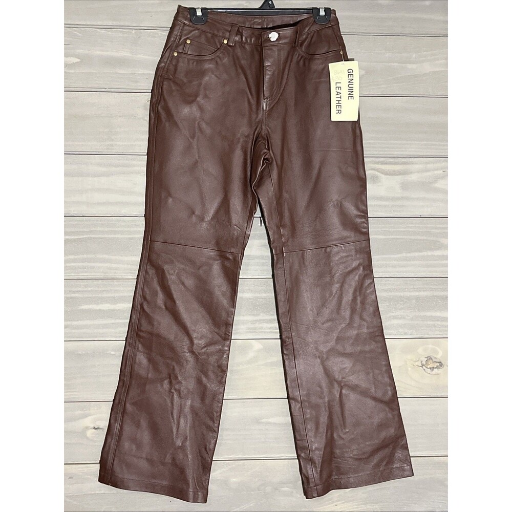 Metrostyle Genuine Leather Brown Bootcut Pants Womens 6 NWT Cowgirl Western